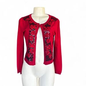 INC International Concepts Red Sequin Cardigan